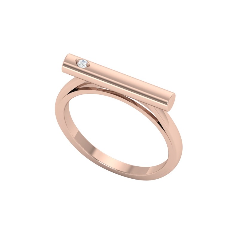 SOLITAIRE ON PIPE STYLE RING